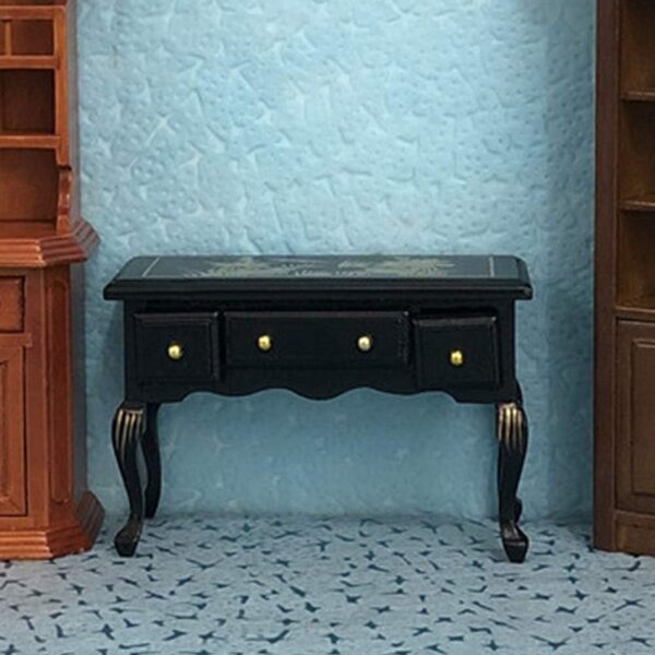 HEEPDD Scrivania vintage in legno per casa delle bambole 1:12 con 3 cassetti