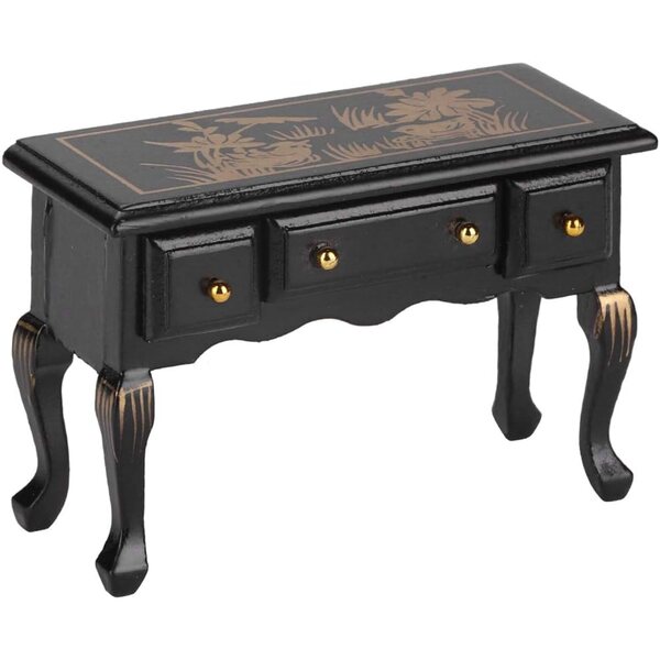 HEEPDD Scrivania vintage in legno per casa delle bambole 1:12 con 3 cassetti