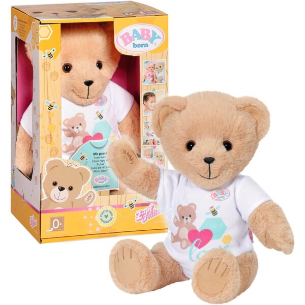 Baby Born Zapf Creation 834435 Osito de Peluche con Body Blanco - Oso de Peluche con Brazos y piernas móviles, Cabeza giratoria, Lavable a Mano, con Libro de la Amistad y Hoja de Pegatinas