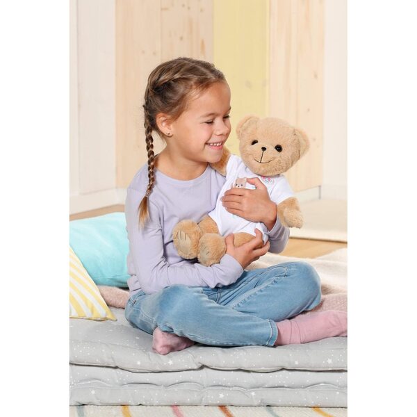 Baby Born Zapf Creation 834435 Osito de Peluche con Body Blanco - Oso de Peluche con Brazos y piernas móviles, Cabeza giratoria, Lavable a Mano, con Libro de la Amistad y Hoja de Pegatinas