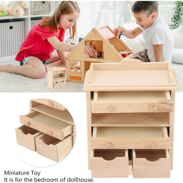 Cryfokt Mini Cassettiera in Legno Massello, Mobili Realistici per Case delle Bambole