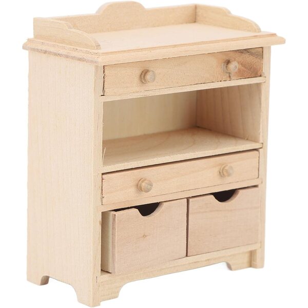 Cryfokt Mini Cassettiera in Legno Massello, Mobili Realistici per Case delle Bambole