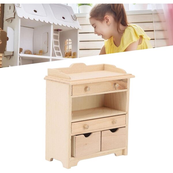 Cryfokt Mini Cassettiera in Legno Massello, Mobili Realistici per Case delle Bambole