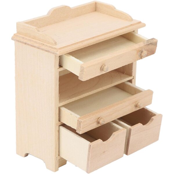 Cryfokt Mini Cassettiera in Legno Massello, Mobili Realistici per Case delle Bambole