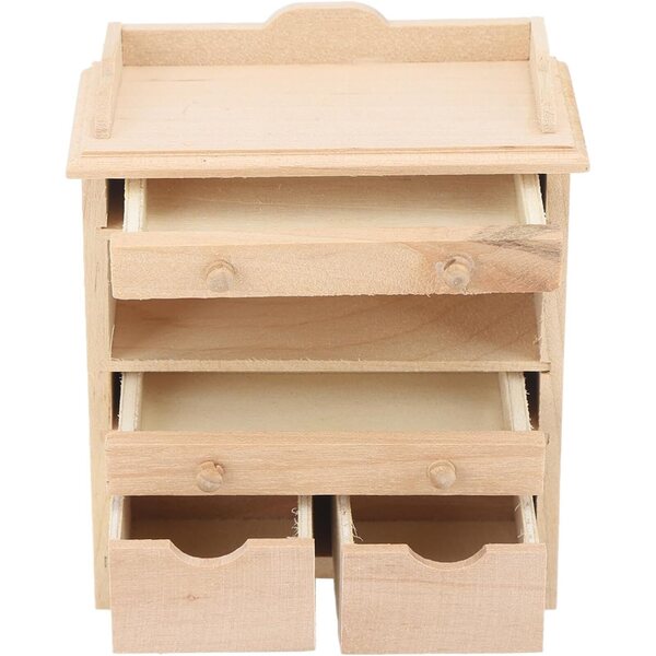Cryfokt Mini Cassettiera in Legno Massello, Mobili Realistici per Case delle Bambole