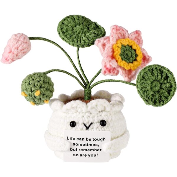 TOYMIS Positive Lotus: Handmade crochet bag with motivational card