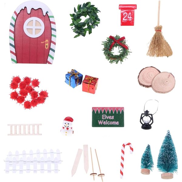 Miniatuur kerstkabouterset met boom voor 1/12 Tmboryuu poppenhuis