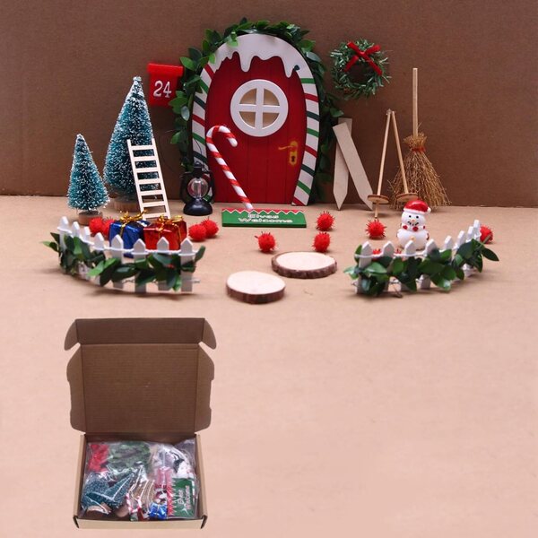 Set gnomi miniatura natalizi con albero per casa delle bambole 1/12 Tmboryuu