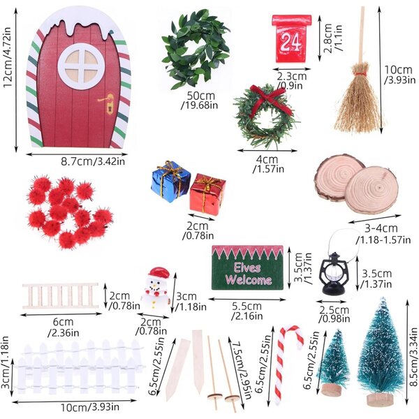 Set gnomi miniatura natalizi con albero per casa delle bambole 1/12 Tmboryuu