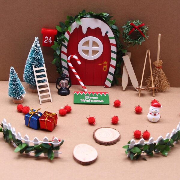 Set gnomi miniatura natalizi con albero per casa delle bambole 1/12 Tmboryuu