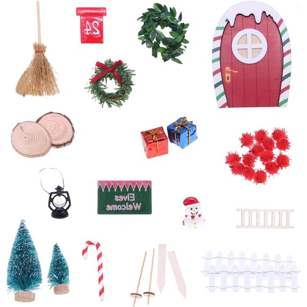 Set gnomi miniatura natalizi con albero per casa delle bambole 1/12 Tmboryuu