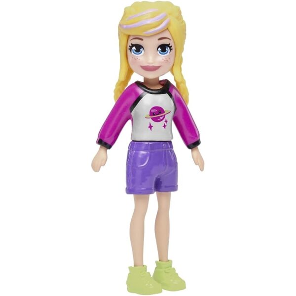 Polly Pocket collectible doll with modern outfit and colorful details