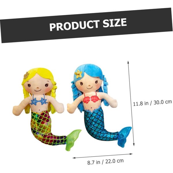 Zestaw 2 pluszowych zabawek syrenka dla dziewczynek Miękka i lekka dekoracja 30 cm