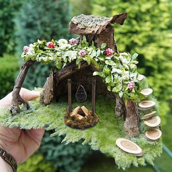 Mini-Holzofen für Puppenhäuser, Gartendekoration, 4,5 x 5,3 cm