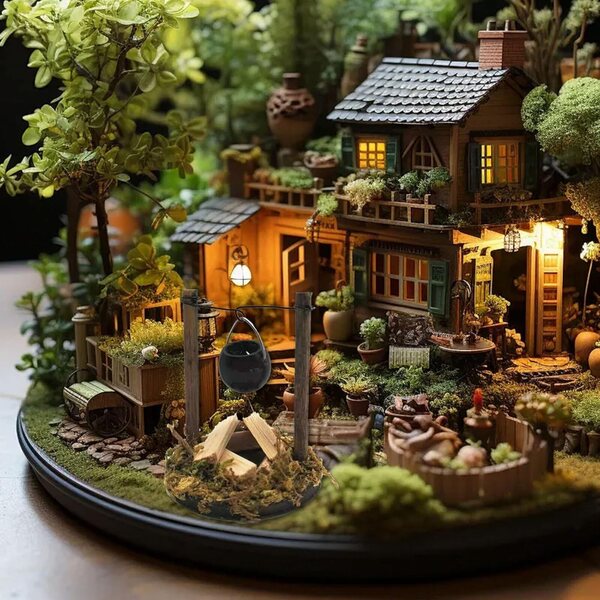 Mini-Holzofen für Puppenhäuser, Gartendekoration, 4,5 x 5,3 cm