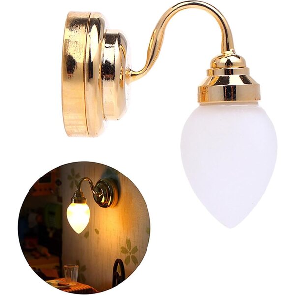 Lampada da parete vintage 1/12 in vetro smerigliato per case delle bambole Tmboryuu