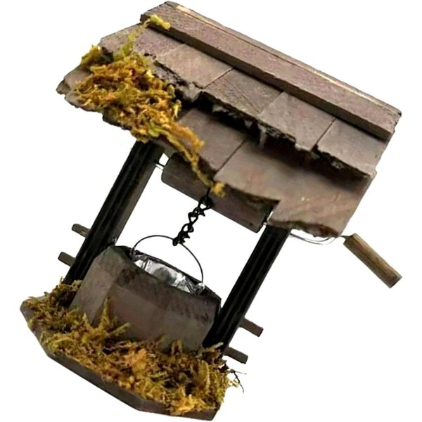 Accessorio 1/12 Corridoio in Legno con Maniglia Rotante e Secchio per Case delle Bambole