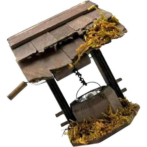Accessorio 1/12 Corridoio in Legno con Maniglia Rotante e Secchio per Case delle Bambole