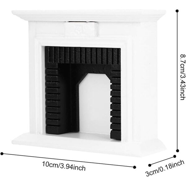 Caminetto in legno per casa delle bambole 1:12, decorazione miniatura artigianale
