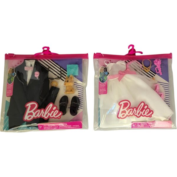 Barbie et Ken Ensemble de mariée et marié avec robe de mariée et élégant émoquin