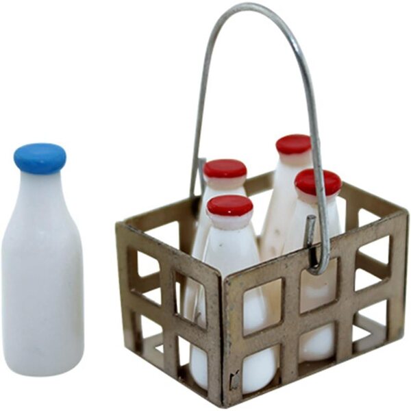 Mini-Milchflaschen- und Korbset für Puppenhäuser, detaillierter Maßstab 1:12