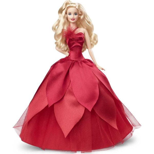 Коледна колекция Barbie 2022 с червена рокля и флорални детайли, лимитирана серия