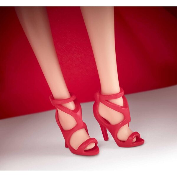 Barbie Natalizia 2022 collezione con vestito rosso e dettagli floreali, edizione limitata