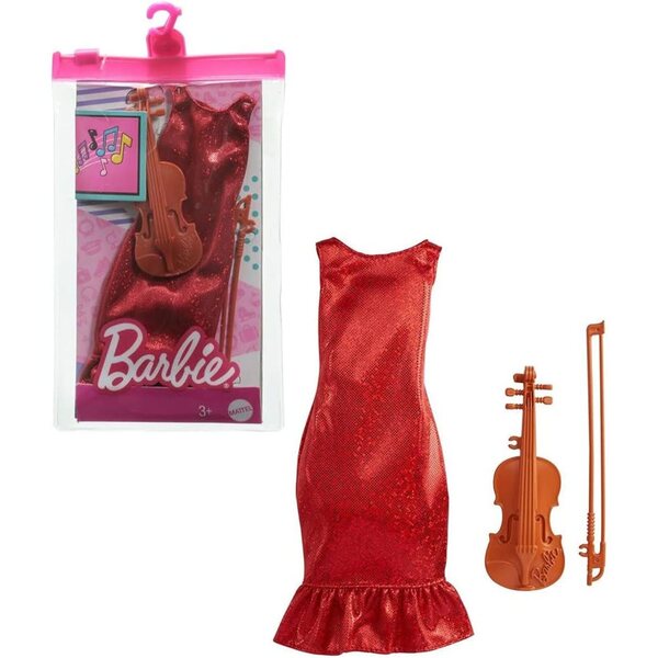 Mattel Barbie Career Violinist Fashion Pack Red Dress and Violin Accessories