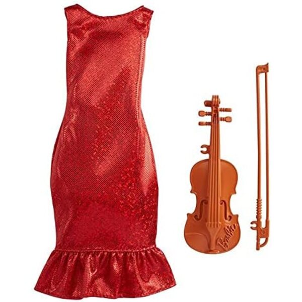Mattel Barbie Kariéra houslistky Fashion Pack Červené šaty a doplňky pro housle
