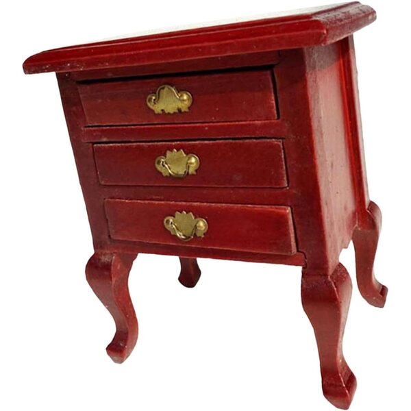 Comodino in legno scala 1:12 con gambe cabriole e cassetto funzionante