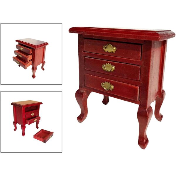 Comodino in legno scala 1:12 con gambe cabriole e cassetto funzionante
