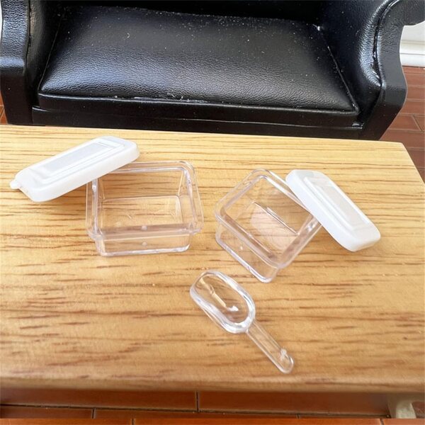 Set portatile elegante per case delle bambole con contenitori alimenti trasparenti