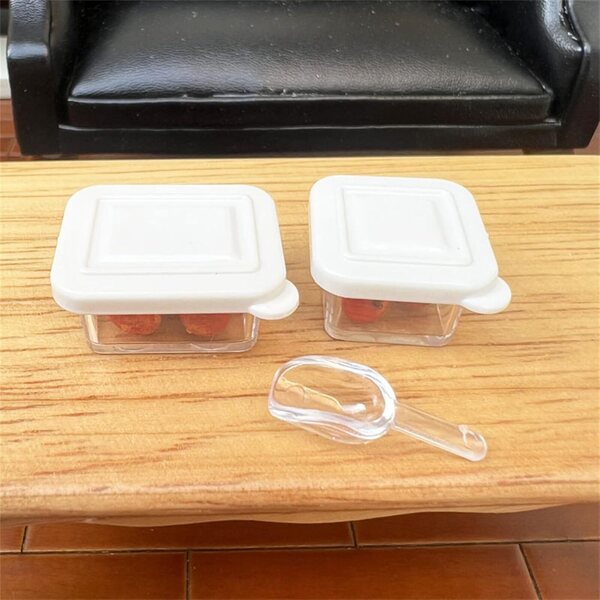 Set portatile elegante per case delle bambole con contenitori alimenti trasparenti