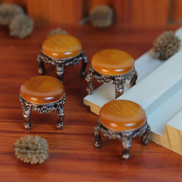 Set Vintage Tavolino Rotondo con 4 Sedie Miniatura 1:12 per Case delle Bambole