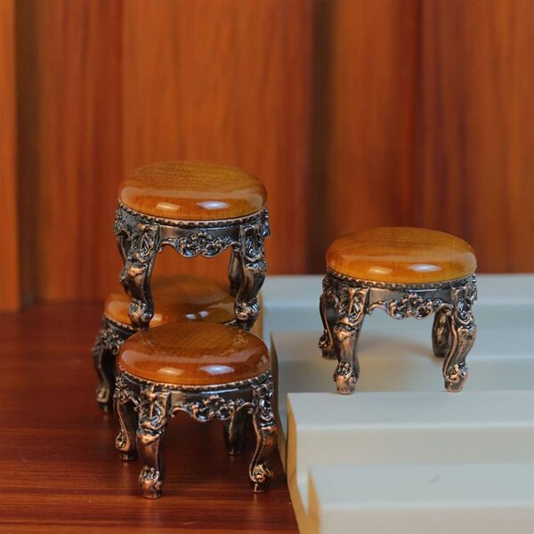 Set Vintage Tavolino Rotondo con 4 Sedie Miniatura 1:12 per Case delle Bambole