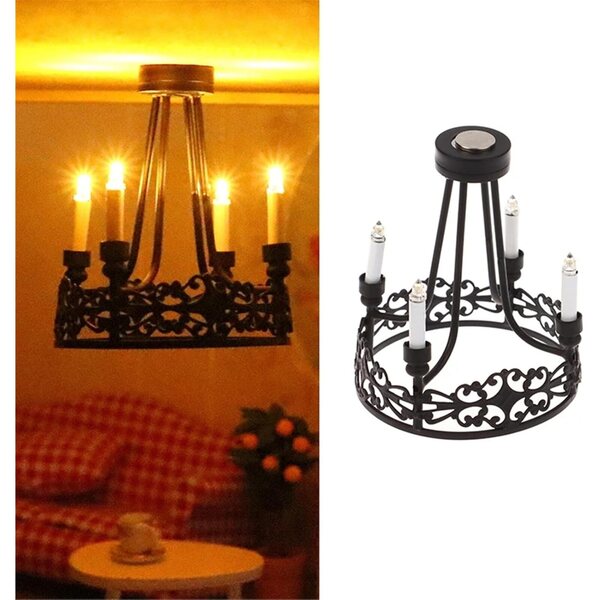 Lampadario in metallo per casa delle bambole - Miniatura decorativa 7 cm
