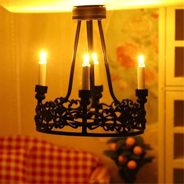 Lampadario in metallo per casa delle bambole - Miniatura decorativa 7 cm
