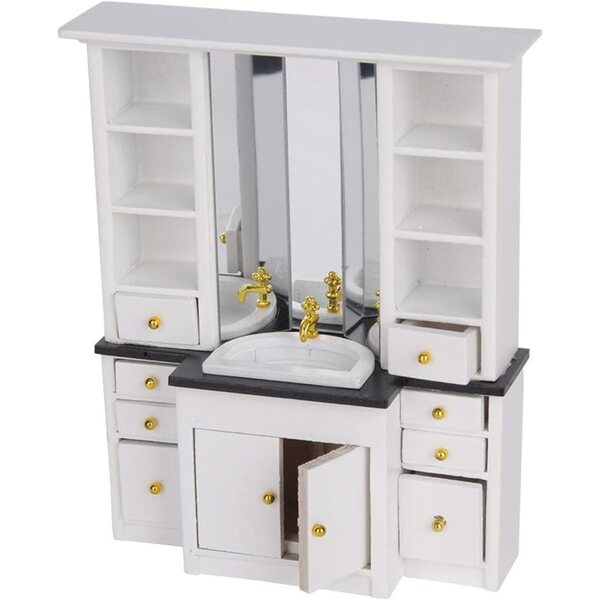 1/12 Miniatur-Badezimmerschrank aus weißem Holz für Tmboryuu-Puppenhäuser