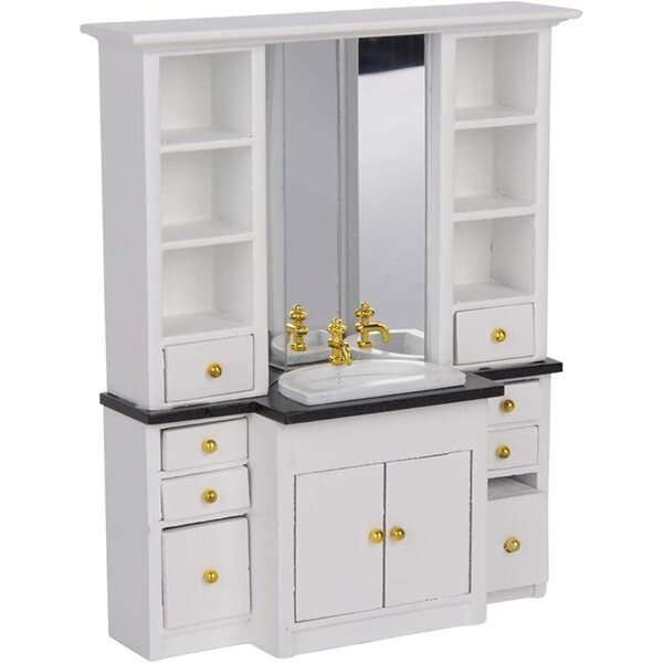 1/12 Miniatur-Badezimmerschrank aus weißem Holz für Tmboryuu-Puppenhäuser