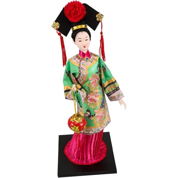 YARNOW Porcelaine Traditionnelle Seda Muñeca 32 cm Décorative et à Collectionner Vert