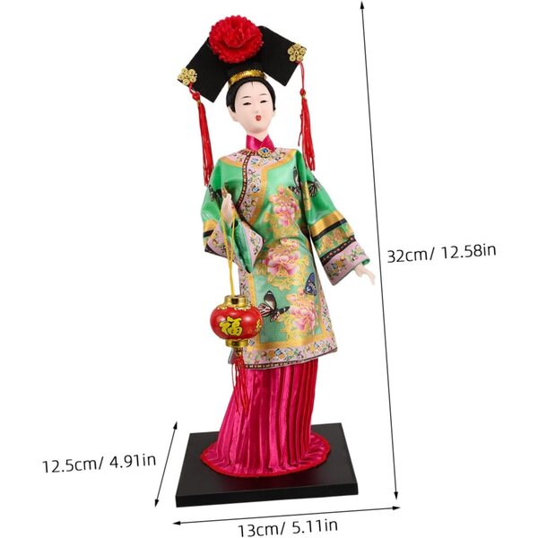 YARNOW Traditionelle chinesische Seda-Muñeca, 32 cm, dekorativ und zum Sammeln, grün