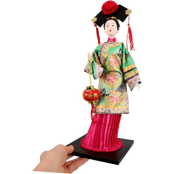 YARNOW Traditionelle chinesische Seda-Muñeca, 32 cm, dekorativ und zum Sammeln, grün