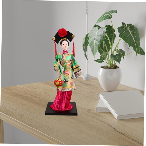 YARNOW Traditionelle chinesische Seda-Muñeca, 32 cm, dekorativ und zum Sammeln, grün