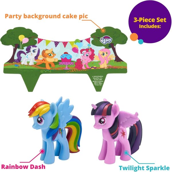 My Little Pony 3 dalių torto dekoracija su poniais ir vaivorykšte DecoPac