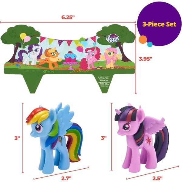 My Little Pony 3 dalių torto dekoracija su poniais ir vaivorykšte DecoPac