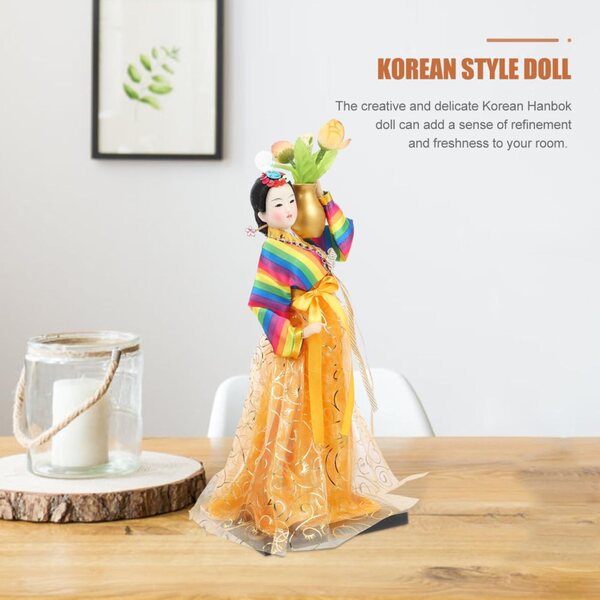 Korejský Hanbok Muñeca 30 cm Artesanal en Tela de Seda - tradiční a elegantní dekorace