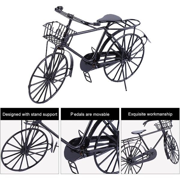 1:12 Mini-Puppenhaus-Fahrrad aus Metall mit beweglichen Rädern und Pedalen