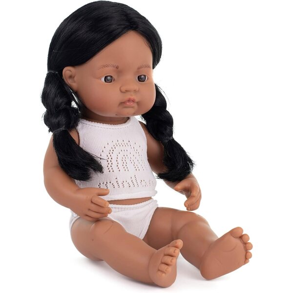 Miniland-Puppe der amerikanischen Ureinwohner, 38 cm, aus weichem, handgefertigtem Vinyl