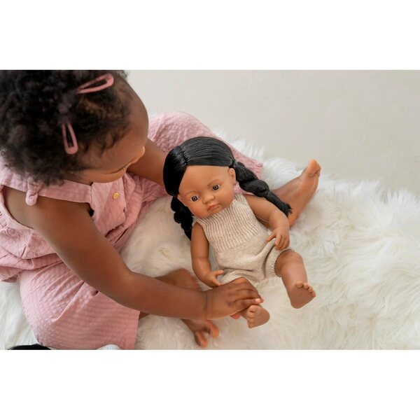 Miniland-Puppe der amerikanischen Ureinwohner, 38 cm, aus weichem, handgefertigtem Vinyl
