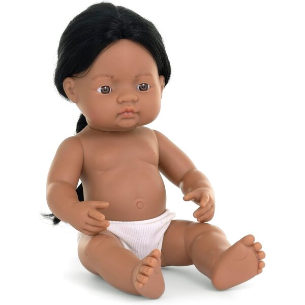 Miniland Muñeco Baby Native American, 38 cm, beweglich und im Vinyl enthalten